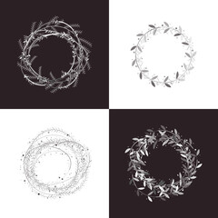 raund  branch frame  vector illustration set