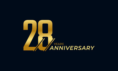 28 Year Anniversary Celebration Vector. Happy Anniversary Greeting Celebrates Template Design Illustration