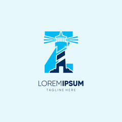 Letter Z Lighthouse Logo Design Vector Icon Graphic Emblem Illustration