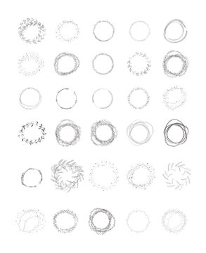 raund  branch frame  vector illustration set