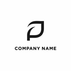letter P leaf logo Stock Vector