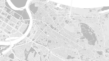 White and light grey Belgrade City area vector background map, streets and water cartography illustration.