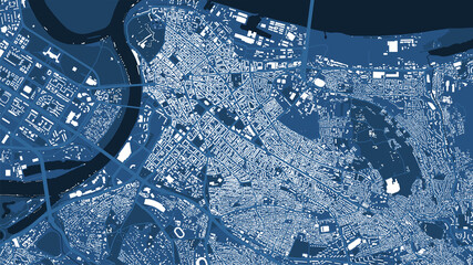 Detailed blue map poster of Belgrade city, linear print map. Skyline urban panorama. - obrazy, fototapety, plakaty