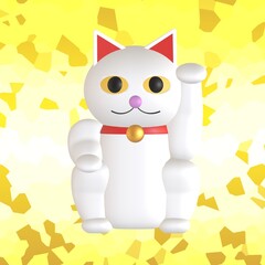 招き猫と金の華やかで豪華な背景