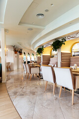 Interior of cozy luxury restaurant with original design