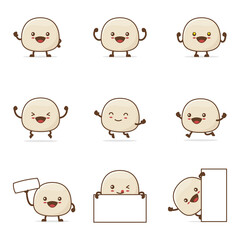 cute mochi cartoon. with happy facial expressions and different poses