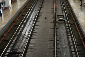 Fototapeta na wymiar Railway tracks in the metro