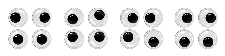 a set of movable plastic eyes for toys. vector cartoon style