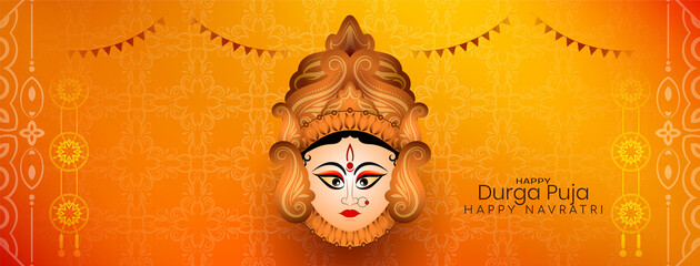 Happy Durga puja and navratri Indian traditional festival banner