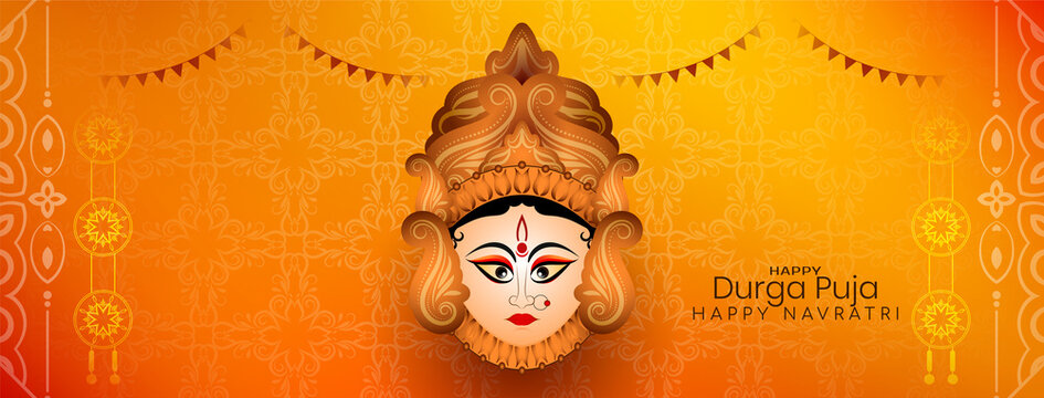 Happy Durga puja and navratri Indian traditional festival banner