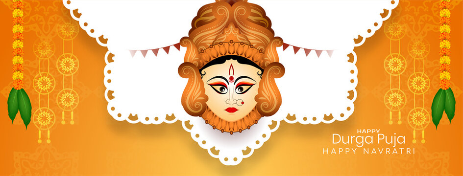 Traditional Hindu Festival Happy Durga Puja And Navratri Stylish Banner