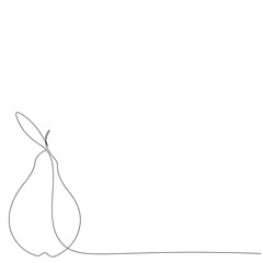 Pear fruit line drawing vector illustration