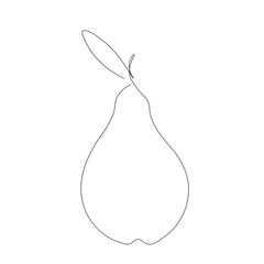 Pear fruit line drawing vector illustration
