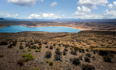 Impressive Wahweap Bay on a smoldering hot summer day in Lake Powell Arizona