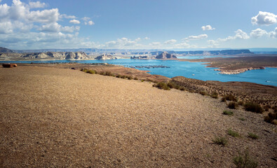 Impressive Wahweap Bay on a smoldering hot summer day in Lake Powell Arizona