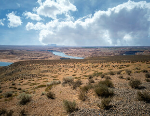 Impressive Wahweap Bay on a smoldering hot summer day in Lake Powell Arizona
