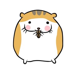 Fat hamster eating sunflower seed cartoon vector illustration