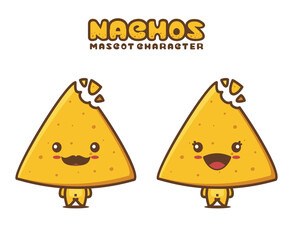 cute nachos mascot, food cartoon illustration