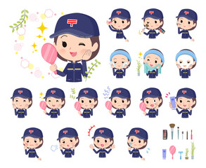 美容に関する郵便配達員女性のセット