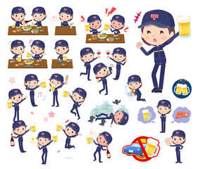 お酒に関する郵便配達員女性のセット