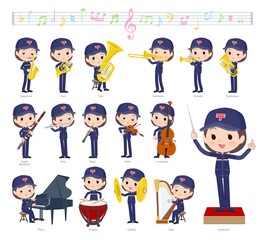 クラシック音楽演奏に関する郵便配達員女性のセット