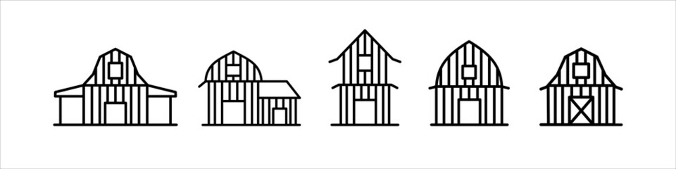Barn icon set. Barn vector icons pack. Farmhouse vector stock icon illustration. Flat line design