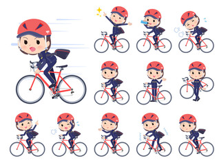 ロードバイクに乗った郵便配達員女性のセット