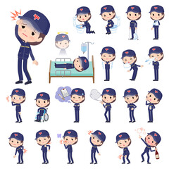 怪我や病気の状態の郵便配達員女性のセット