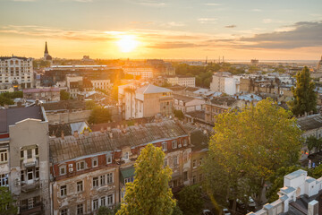 Fototapeta na wymiar Cityscape of Odessa at sunset, Ukraine