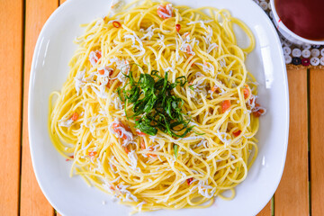 梅としらすのペペロンチーノ