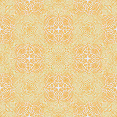 Seamless pattern consisting of alternating square ornaments in yellow and white shades.