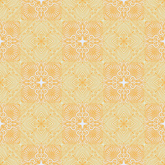 Seamless pattern consisting of alternating square ornaments in yellow and white shades.