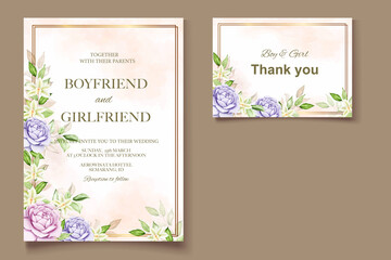 Elegant watercolor wedding invitation floral design