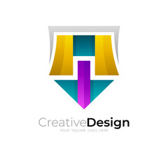 Abstract shield logo with simple design vector