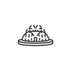 Fountain with water splashing line icon