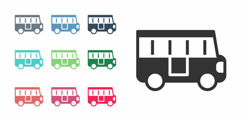 Black School Bus icon isolated on white background. Public transportation symbol. Set icons colorful. Vector