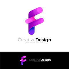 Symbol F logo with abstract design colorful