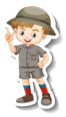 A sticker template of boy cartoon character