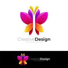 Beautiful logo with butterfly design illustration