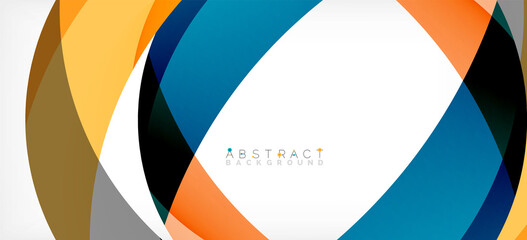 Fototapeta premium Color circle shapes, minimal geometric background. Trendy dynamic composition. Vector Illustration For Wallpaper, Banner, Background, Landing Page