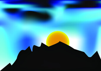 sunset over mountains,  Background , abstract design, dark mountain design, dark background