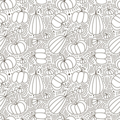 Seamless Pattern. Halloween - October 31. Hand-drawn doodle illustration. Trick or treat. Happy Halloween 2021