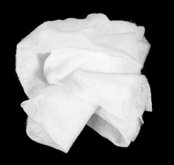 Wet wipes isolated on black background. Wet white used napkins