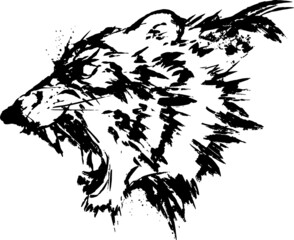 Obraz premium 年賀状に最適! 墨汁で描いた、スピード感のあるかっこいい虎のイラスト