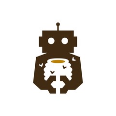 robot honey hive bee cyborg automatic negative space logo vector icon illustration