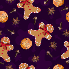 Christmas gingerbread seamless pattern