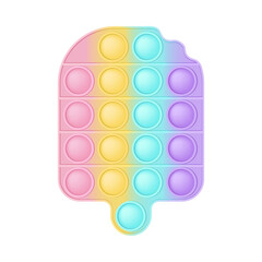Pop it a fashionable silicon toy for fidgets. Addictive anti-stress ice cream toy in pastel colors. Bubble sensory developing popit sundae for kids. Vector illustration isolated on a white background.