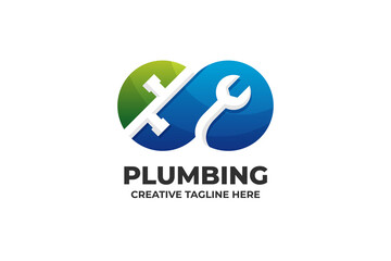 Plumbing Repair Construction Logo