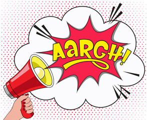 Comic lettering aargh. Vector bright cartoon illustration in retro pop art style. Comic text sound effects. EPS 10.	