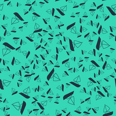 Black Yacht sailboat or sailing ship icon isolated seamless pattern on green background. Sail boat marine cruise travel. Vector